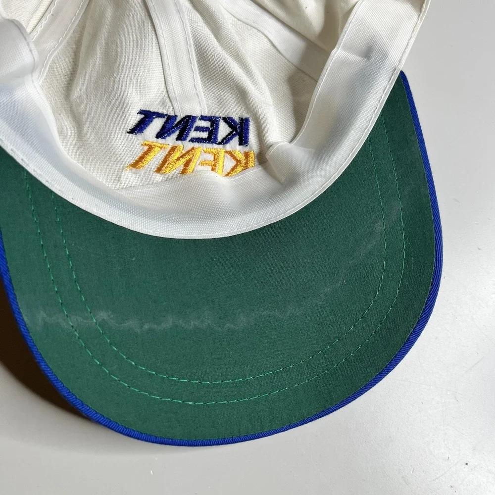 Vintage Kent Super Lights Cigarette Promo Snapback Hat White Blue Two Tone Cap